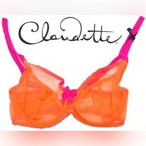 NWT Vibrant Orange and Pink Lace Bra